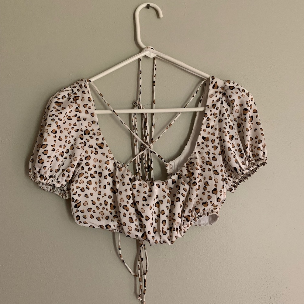Princess Polly wrap top, leopard